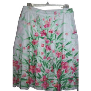Jones NY signature‎ Pleated cotton Rose skirt 16 NWT